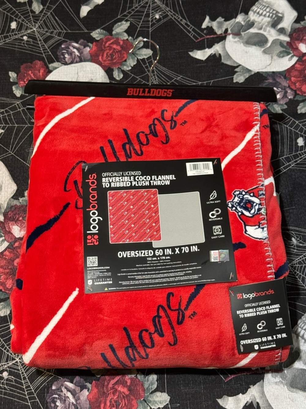 NEW LOGO BRANDS FRESNO STATE BULLDOGS REVERSIBLE COCO FLANNEL OVERSIZED THROW